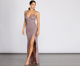 Formelles Glitzerkleid „Leann“ mit hohem Schlitz
